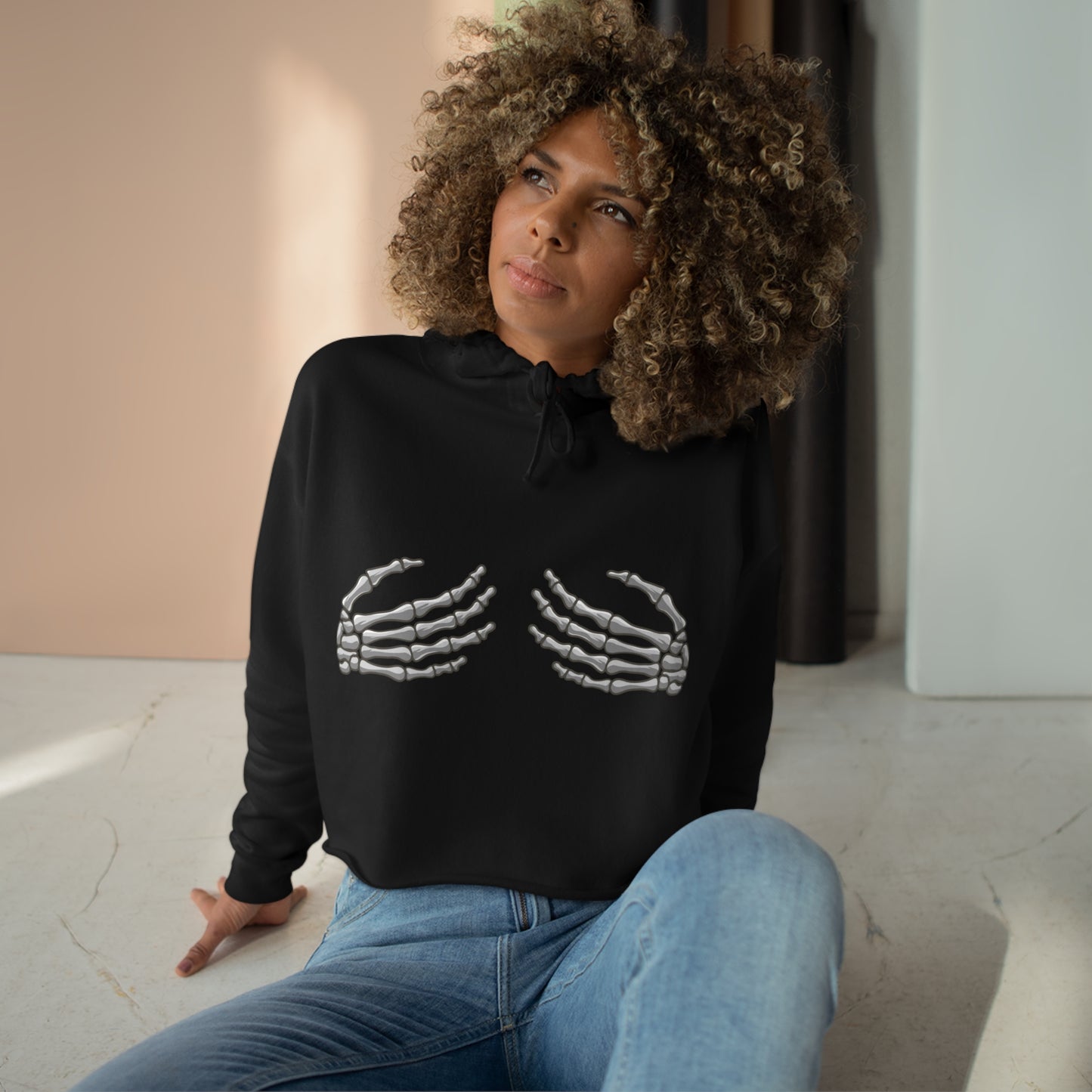 Skeleton Hand Crop Hoodie