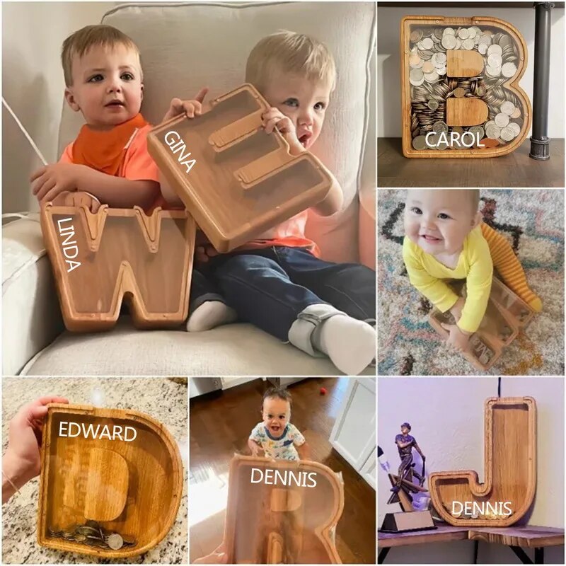 Wooden Letter Piggy Bank